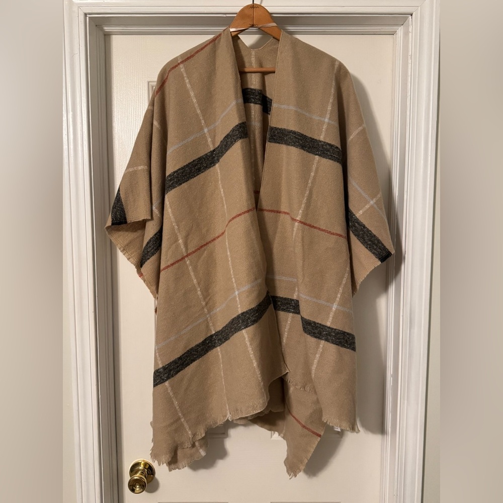 Old Navy Beige Plaid Shawl